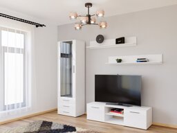 Wohnzimmer-Sets Charlotte E110 (Weiß + Weiß glänzend)