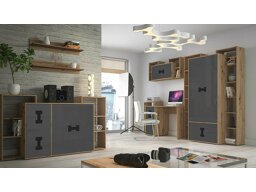 Мебелен комплект Akron N105 (Гланц сиво + Artisan дъб)