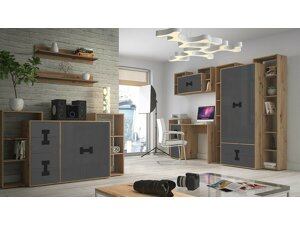 Мебелен комплект Akron N105 (Gloss сив + Artisan дъб)