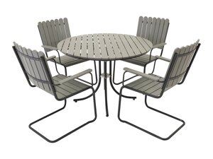 Conjunto de mesa e cadeiras Dallas 2207 (Cinzento + Preto)