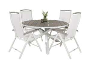 Conjunto de mesa e cadeiras Dallas 2347 (Branco + Cinzento)