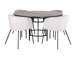 Маса и столове за трапезария Dallas 2381 (Черен + Светло сив)