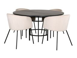 Маса и столове за трапезария Dallas 2381 (Черен + Сметана)