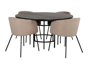 Маса и столове за трапезария Dallas 2381 (Черен + Beige)