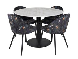 Conjunto de comedor Dallas 2572 (Negro + Patrón floral)