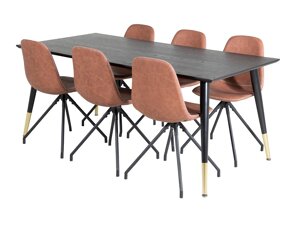 Conjunto de comedor Dallas 2578 (Negro + Latón)