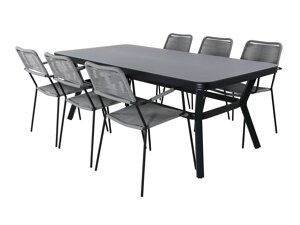 Conjunto de mesa e cadeiras Dallas 2985 (Cinzento + Preto)