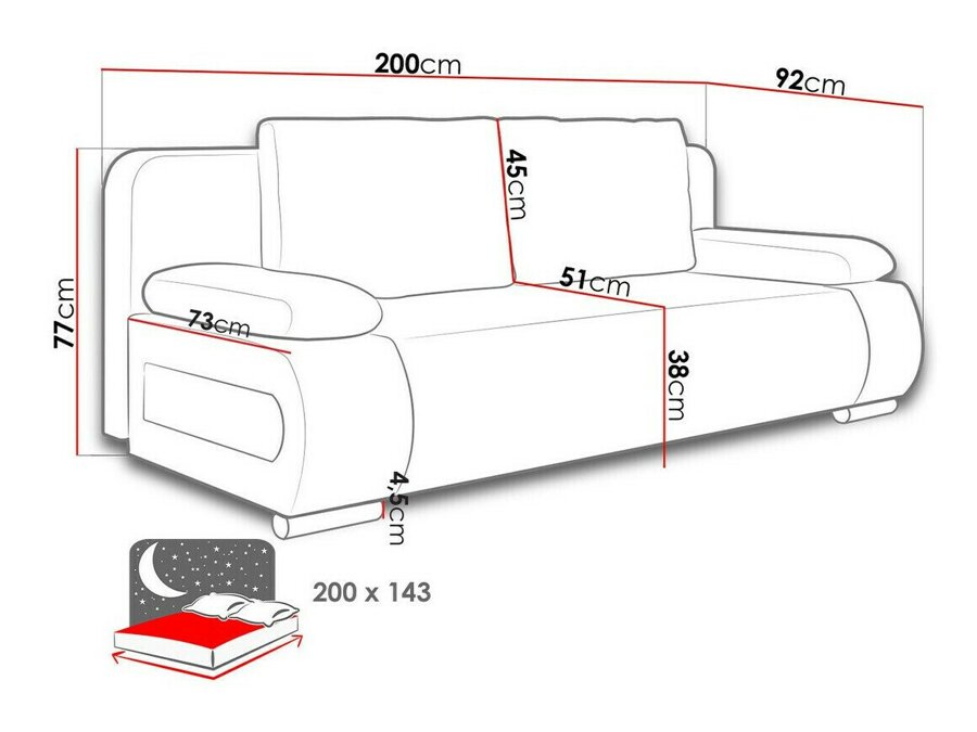 Dīvāns gulta Miami 129 (Lux 05 + Lux 06)