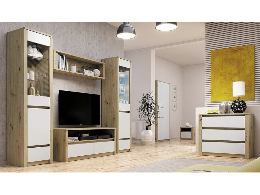 Set mobili soggiorno Parma C106 (Rovere Artisan + Bianco) - Mobili  soggiorno