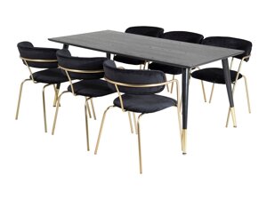 Маса и столове за трапезария Dallas 1258 (Черен + Златно)