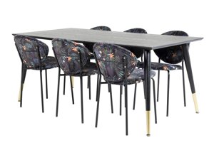 Conjunto de comedor Dallas 1260 (Patrón floral + Negro)