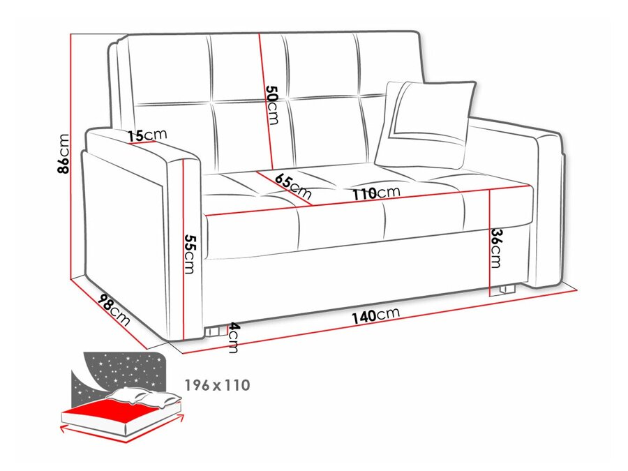 Dīvāns gulta Columbus 174 (Centauri 02 + Centauri 05)