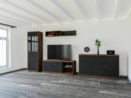 Conjunto de salón Boston CE114 (Roble delano oscuro + Negro mate)