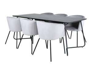 Маса и столове за трапезария Dallas 2569 (Светло сив + Черен)