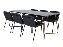Маса и столове за трапезария Dallas 2720 (Черен + Мед)