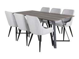 Маса и столове за трапезария Dallas 1345 (Светло сив + Черен)