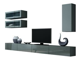 Set mobili soggiorno Charlotte A137 (Grigio + Grigio lucido)