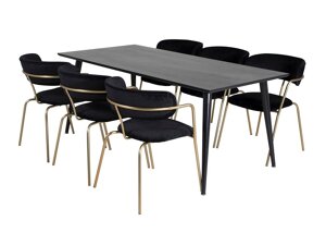 Маса и столове за трапезария Dallas 2580 (Черен + Месинг)