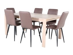 Маса и столове за трапезария Dallas 2659 (Кафяв + Черен)