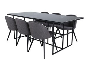 Маса и столове за трапезария Dallas 3042 (Тъмно сив + Черен)