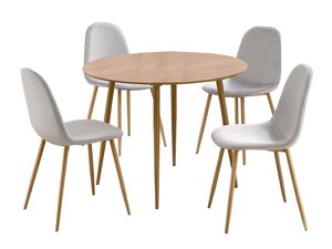 Маса и столове за трапезария Denton 816 (Сив + Дъб)