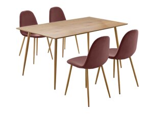 Маса и столове за трапезария Denton 818 (Дъб + Роза)