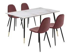 Conjunto de comedor Denton 819 (Negro + Dorado + Rosa + Mármol gris)