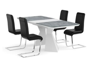 Маса и столове за трапезария Parkland 364 (Черен + Сребро)