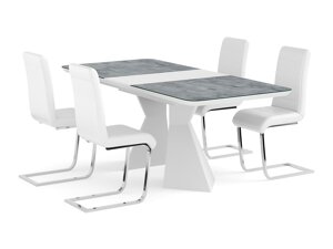 Маса и столове за трапезария Parkland 364 (Бял + Сребро)