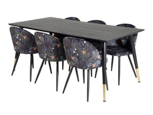 Маса и столове за трапезария Dallas 1876 (Флорален модел + Черен)