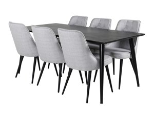 Маса и столове за трапезария Dallas 2593 (Светло сив + Черен)