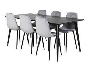 Маса и столове за трапезария Dallas 2596 (Сив + Черен)