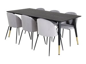 Маса и столове за трапезария Dallas 2600 (Черен + Месинг)