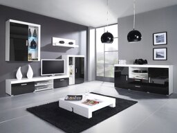 Wohnzimmer-Sets Charlotte B107 (Weiß + Schwarz glänzend)