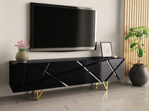 Tv galds Merced M100 (Melns + Glancēts melns)