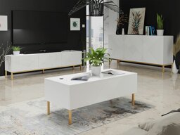Set mobili soggiorno Merced A104 (Bianco + Bianco lucido)