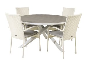 Asztal és szék garnitúra Dallas 2353 (Fehér + Szürke)