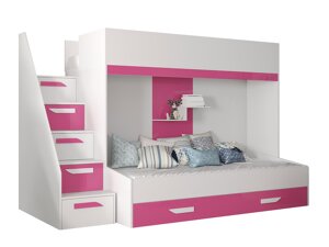 Dvo-nadstropna postelja Hartford 356 (Bela + Sijaj roza + Sijaj bela)