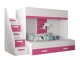 Dvo-nadstropna postelja Hartford 356 (Bela + Sijaj roza + Sijaj bela)