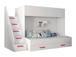 Divstāvu gulta Hartford 356 (Balts + Glancēts balts + Tumši rozā)