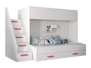 Dvo-nadstropna postelja Hartford 356 (Bela + Sijaj bela + Rožnata)