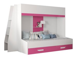 Dvo-nadstropna postelja Hartford 357 (Bela + Sijaj roza + Sijaj bela)