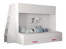 Emeletes ágy Hartford 357 (Fehér + Fényes fehér + Rózsaszín)