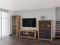 Wohnzimmer-Sets Boston DB115 (Eichenholzoptik schwarz + Eichenholzoptik)