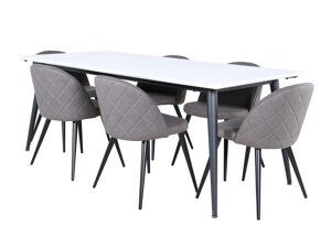 Маса и столове за трапезария Dallas 3303 (Черен + Сив)