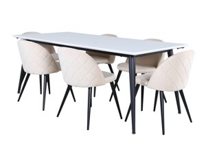 Маса и столове за трапезария Dallas 3303 (Черен + Beige)