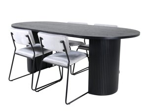 Маса и столове за трапезария Dallas 3322 (Черен + Светло сив)