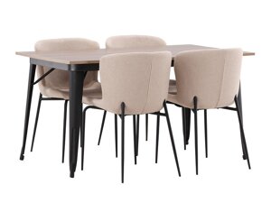 Маса и столове за трапезария Dallas 3363 (Beige + Черен)