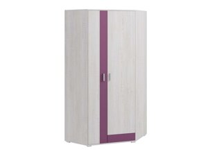 Armoire d'angle Omaha D124 (Pin blanchi + Pourpre)