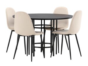 Маса и столове за трапезария Dallas 3424 (Черен + Beige)